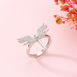 ANGEL FIGURE STONE ZIRCON RING - 2