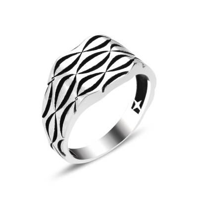 ANILLO DE PLATA PARA HOMBRE CON TIRA NEGRA - 1