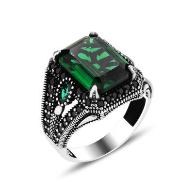 ANILLO HOMBRE PIEDRA VERDE NEGRA - 1