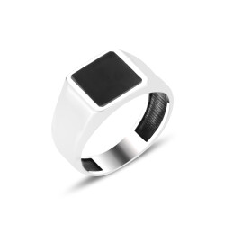 ANILLO MODERNO DE HOMBRE CON PIEDRA NEGRA - 1