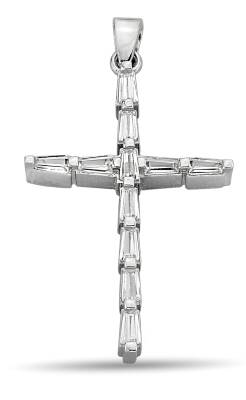 CROSS PENDANT WITH BAGUETTE STONE - 1