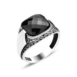 BLACK SQUARE STONE MEN'S RING - 1