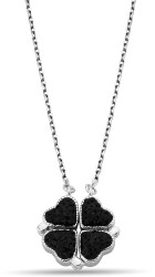 BLACK STONE CLOVER ZIRCON NECKLACE - 1