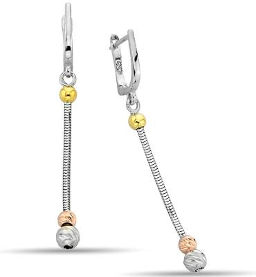 CHAIN ​​AND BEAD FIGURE EARRINGS - 1