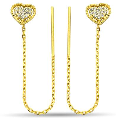 CHAIN ​​HEART STONE EARRINGS - 1