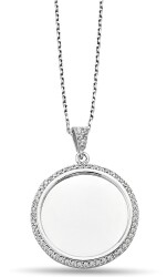 CIRCLE PLATE ZIRCON NECKLACE - 1