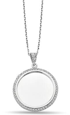 CIRCLE PLATE ZIRCON NECKLACE - 1