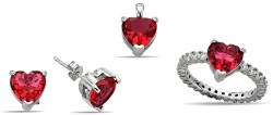 CONJUNTO DE CIRCONITAS PIEDRA CORAZÓN ROJA - 1