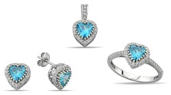 CONJUNTO PIEDRA CORAZÓN CIRCONITAS AZUL CLARO - 1