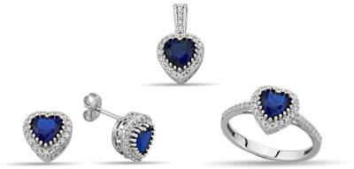 CONJUNTO DE CIRCONITAS CORAZÓN AZUL OSCURO - 1