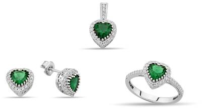 CONJUNTO DE CIRCONITAS CORAZÓN VERDE - 1