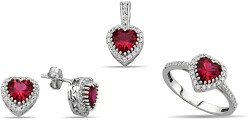 CONJUNTO DE CIRCONITAS PIEDRA CORAZÓN ROJA - 1