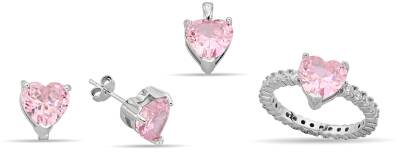 SET CORAZÓN ROSA CON PIEDRA ZIRCONA - 1