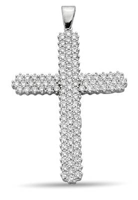 CROSS PENDANT WITH ROUND ZIRCONIA STONE - 1