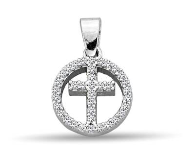 CROSS PENDANT WITH ZIRCON STONE IN A CIRCLE - 1