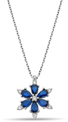 DARK BLUE SNOWFLAKE ZIRCON NECKLACE - 1