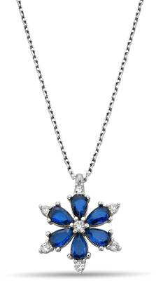 DARK BLUE SNOWFLAKE ZIRCON NECKLACE - 1