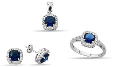 DARK BLUE SQUARE STONE ZIRCON SET - 1