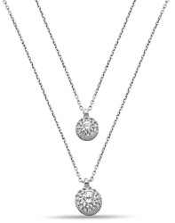 DOUBLE CHAIN ​​ROUND ZIRCON NECKLACE - 1