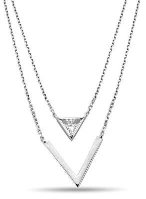 DOUBLE CHAIN ​​TRIANGLE ZIRCON NECKLACE - 1