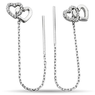 DOUBLE HEART CHAIN ​​EARRINGS - 1