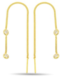 DOUBLE STONE CHAIN ​​EARRINGS - 1