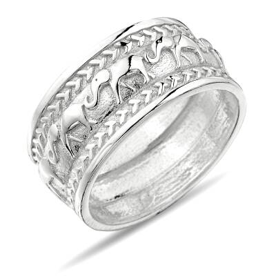 ELEPHANT PATTERNED STONELESS RING - 1