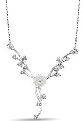 FLOWER FIGURE STONE ZIRCON NECKLACE - 1