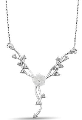 FLOWER FIGURE STONE ZIRCON NECKLACE - 1