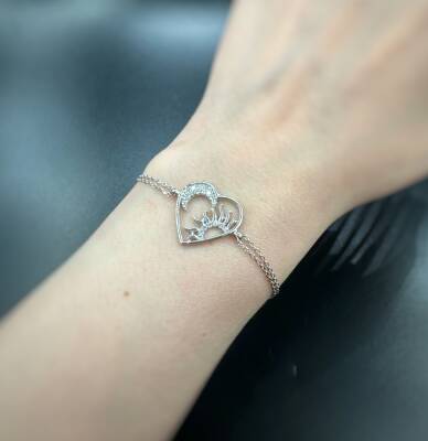 HEART FIGURE SUN AND MOON ZIRCON BRACELET - 2