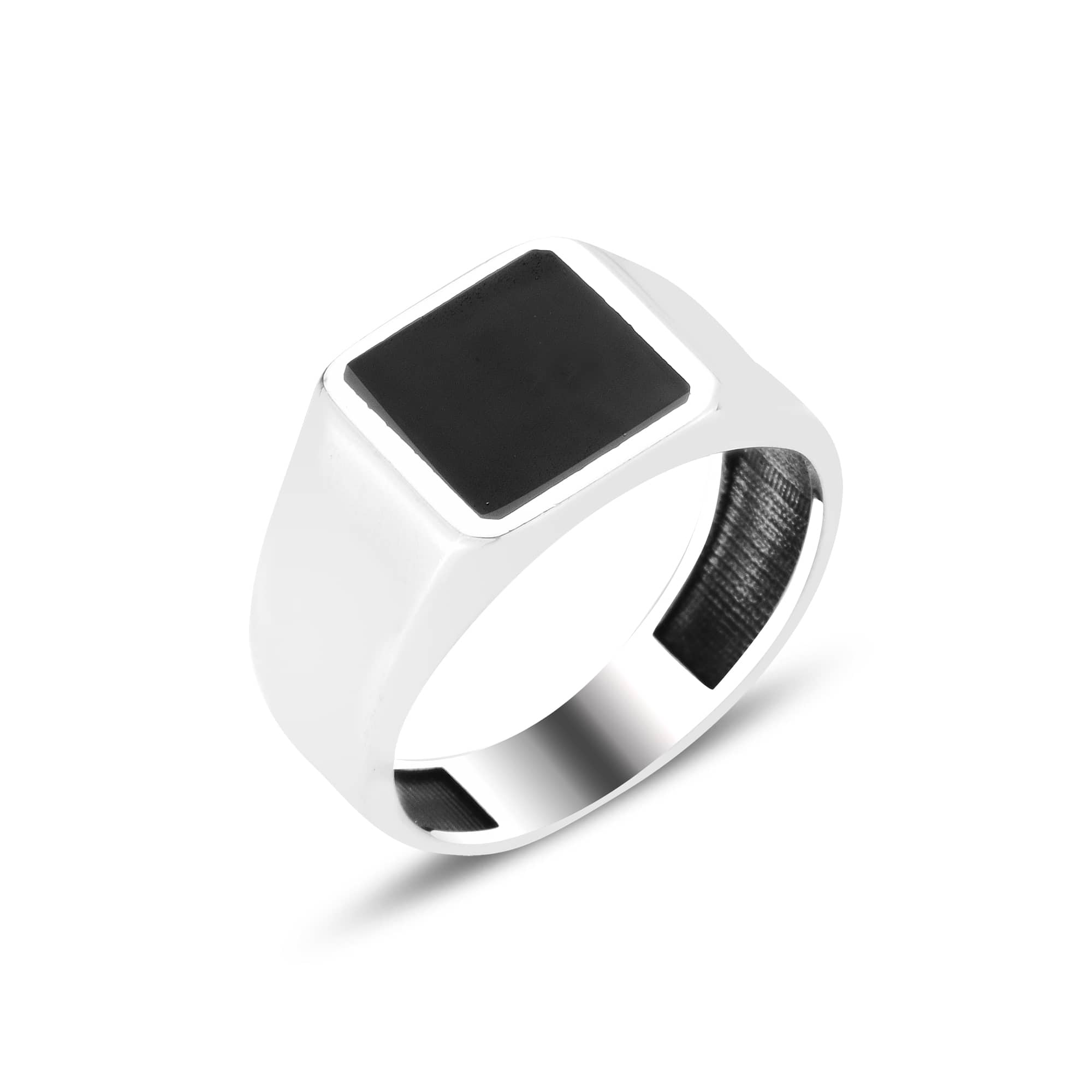 BLACK STONE MODERN MEN'S RING