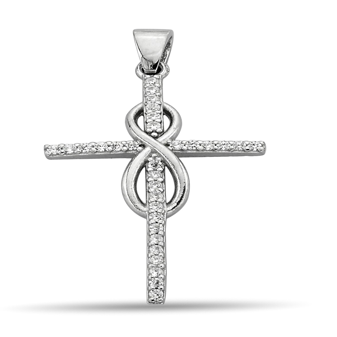 INFINITY ZIRCONIA STONE CROSS PENDANT