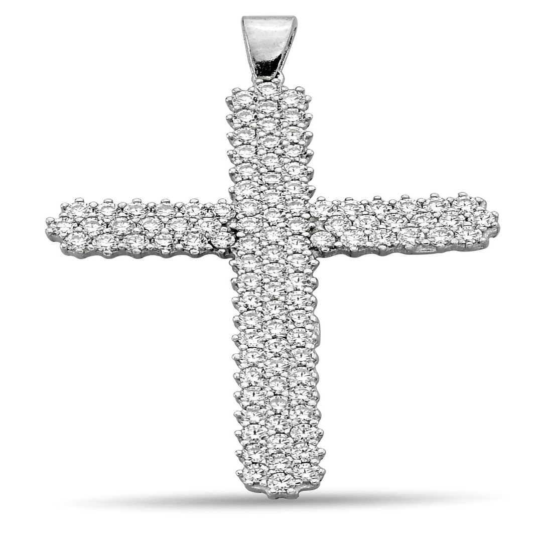 CROSS PENDANT WITH ROUND ZIRCONIA STONE