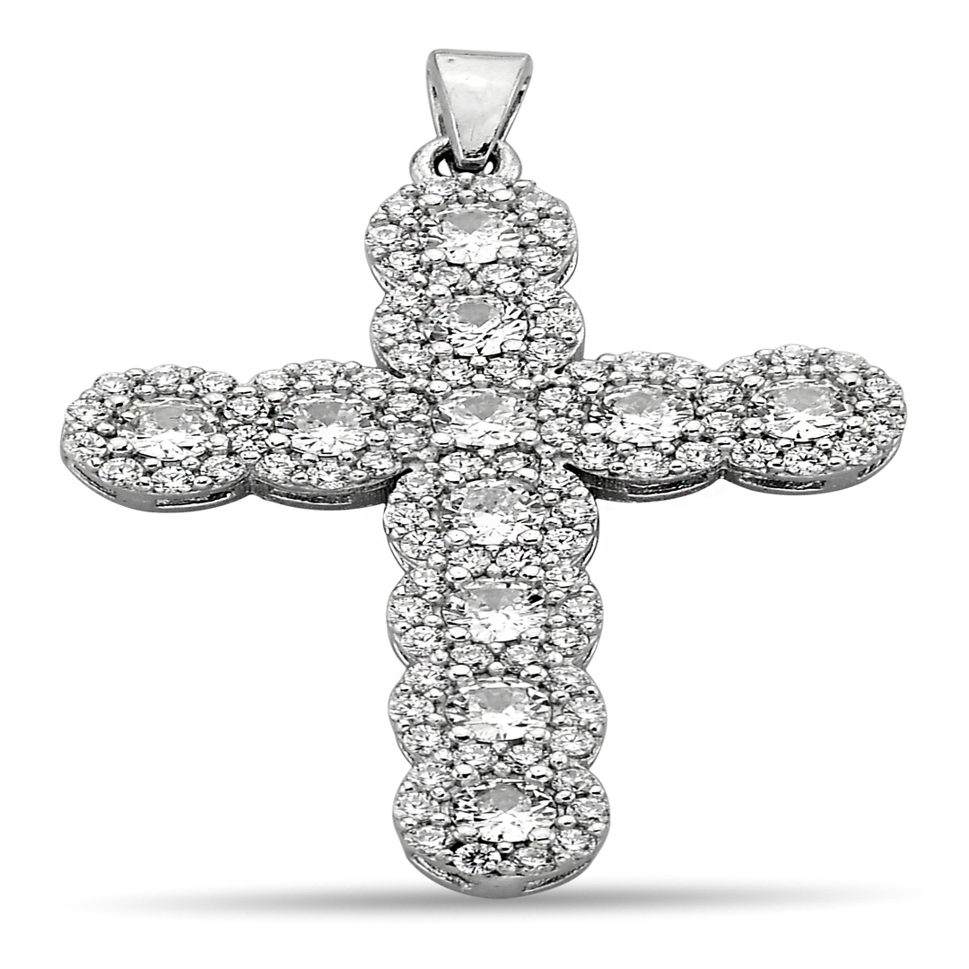 CROSS PENDANT WITH ROUND ZIRCONIA STONE