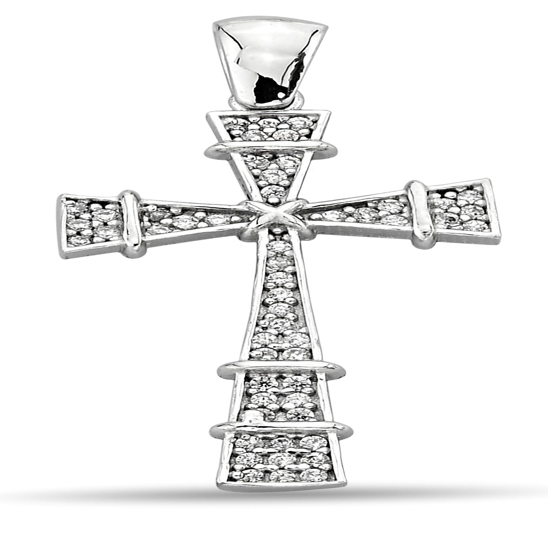 CROSS PENDANT WITH ROUND ZIRCONIA STONE