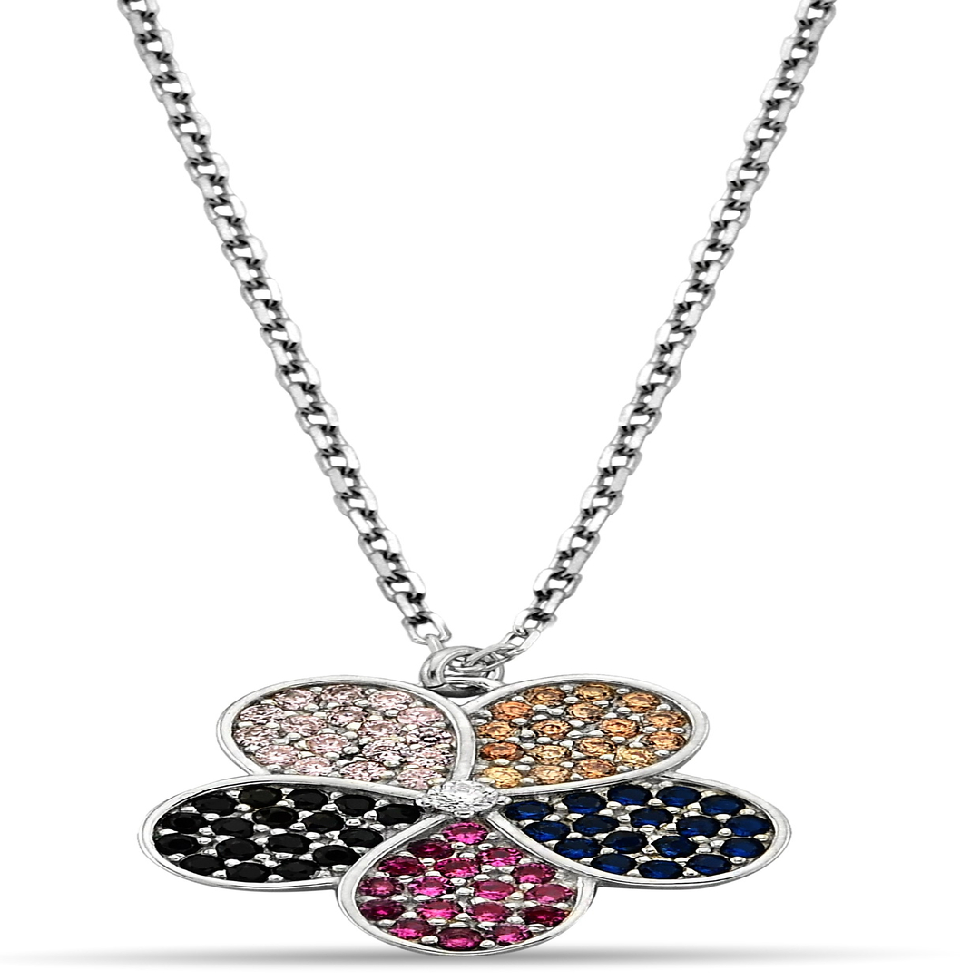 MIX FLOWER ZIRCON NECKLACE