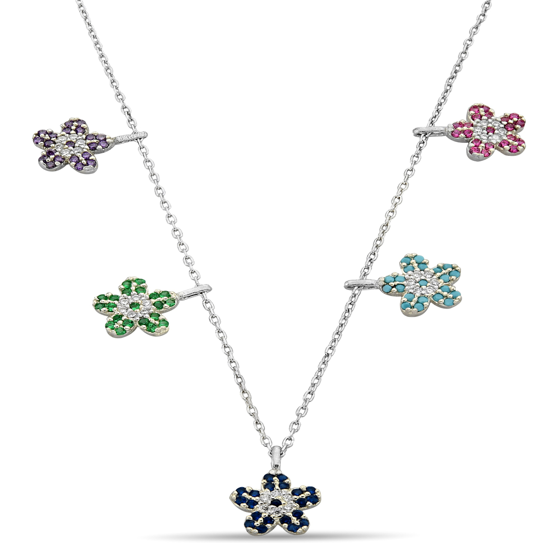 MIX FLOWERS ZIRCON NECKLACE