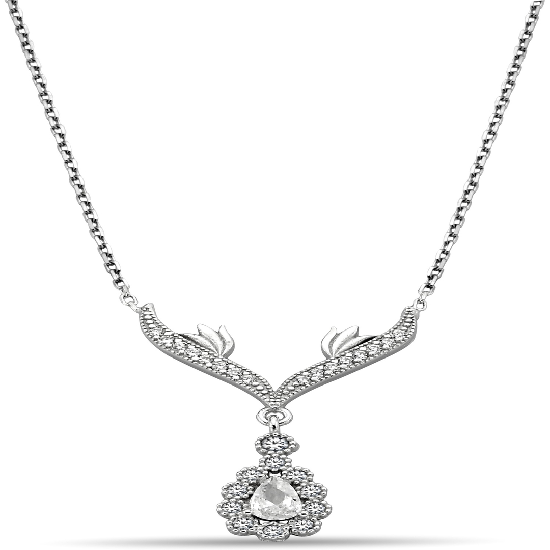 DROP FIGURE ZIRCON NECKLACE