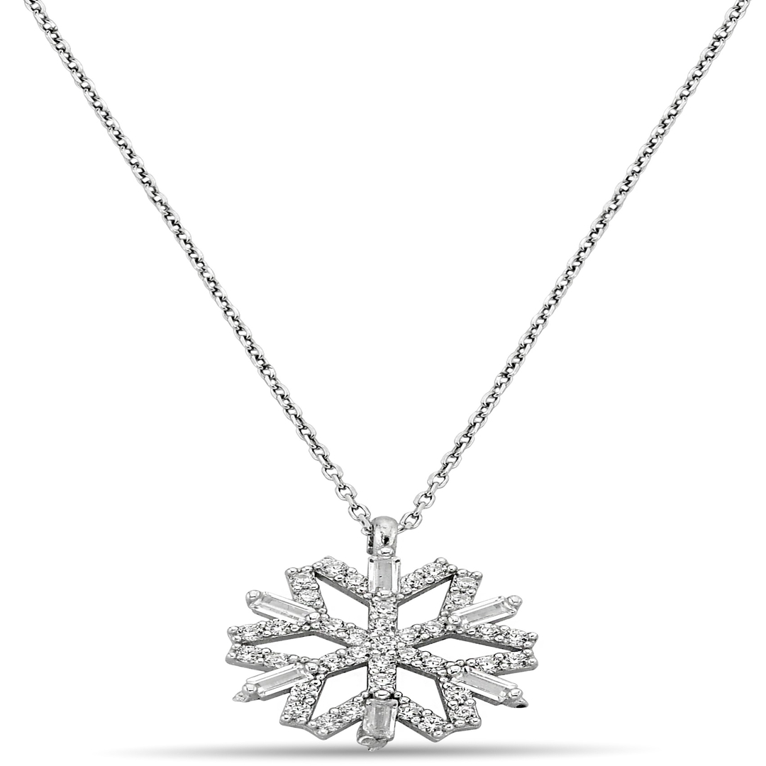 SNOWFLAKE FIGURE ZIRCON NECKLACE