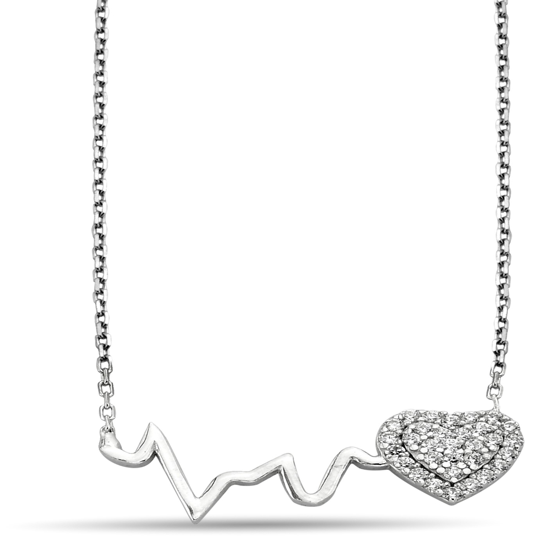 RHYTHM HEART FIGURE ZIRCON NECKLACE