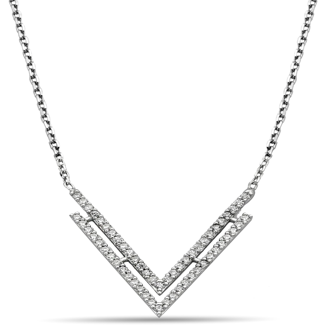 ZIRCON NECKLACE WITH V SYMBOL