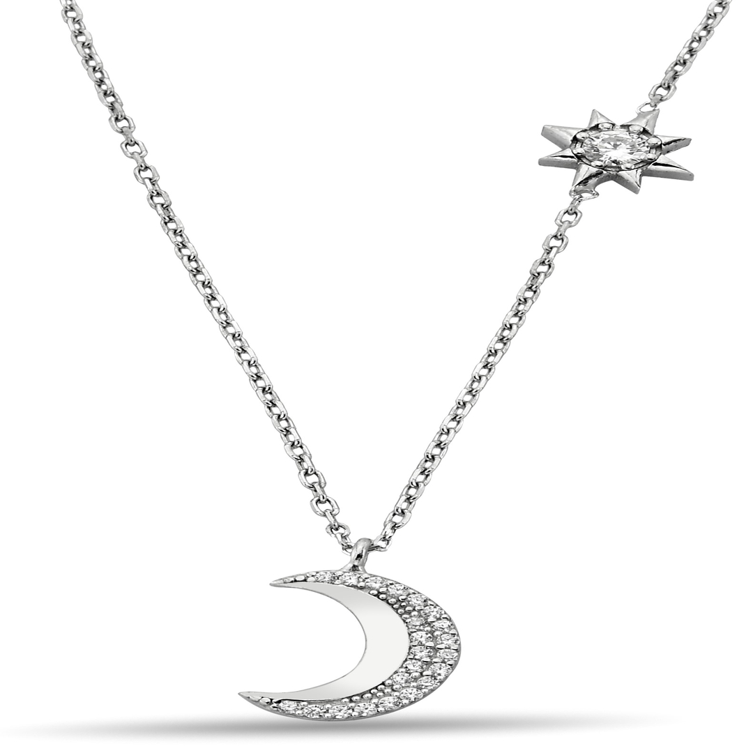 MOON AND SUN ZIRCON NECKLACE