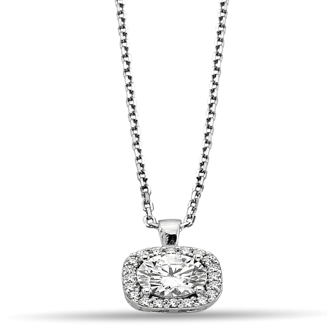 SQUARE STONE ZIRCON NECKLACE