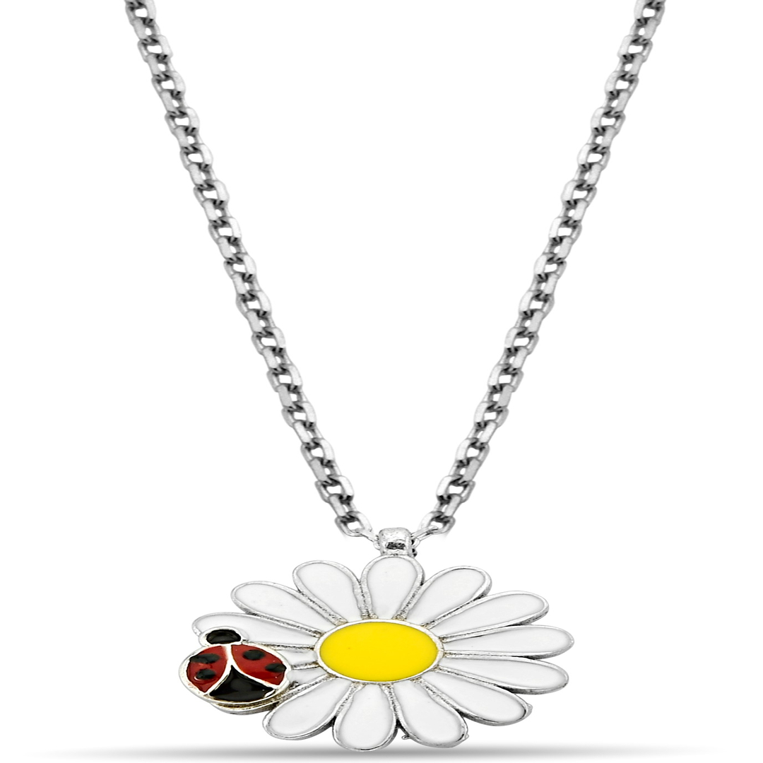 LADYBUG AND DAISY ZIRCON NECKLACE