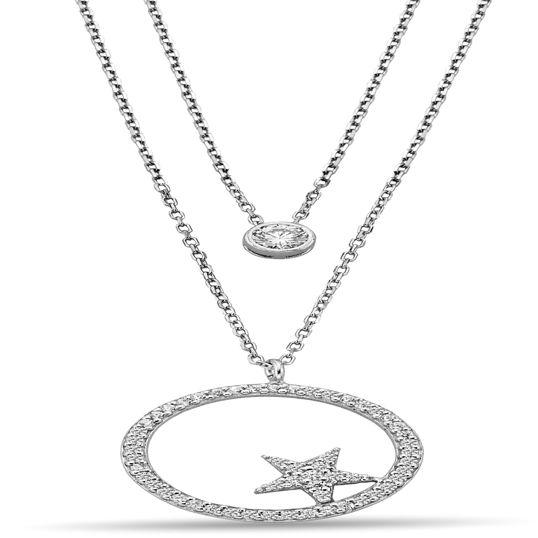 ZIRCON NECKLACE WITH A STAR IN A CIRCLE