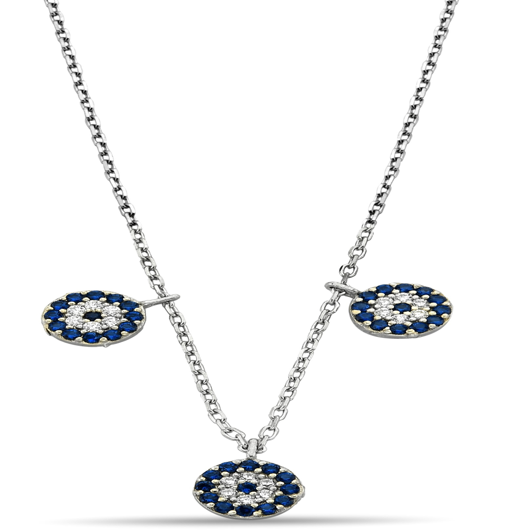 THREE-EYE BEADED ZIRCON NECKLACE