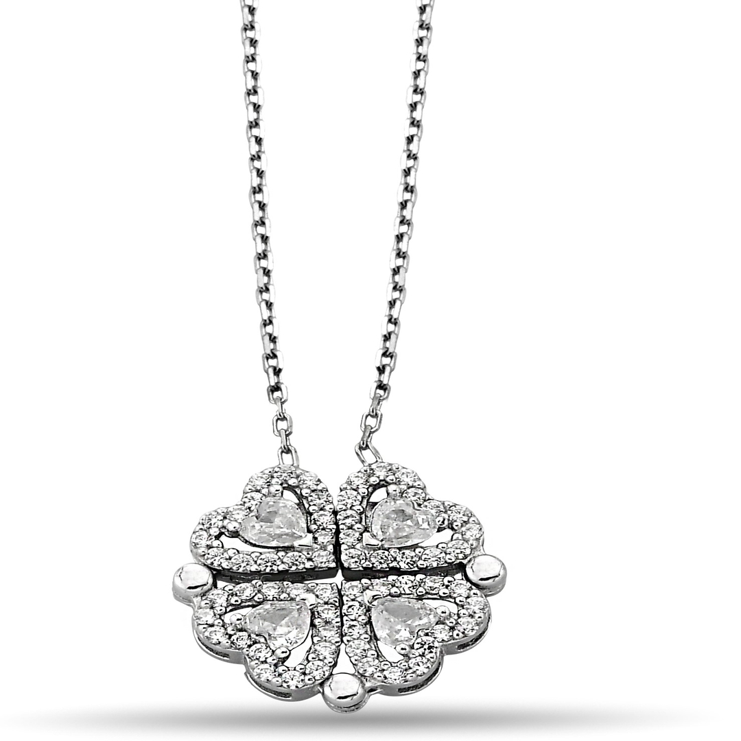 OPENING CLOVER ZIRCON NECKLACE