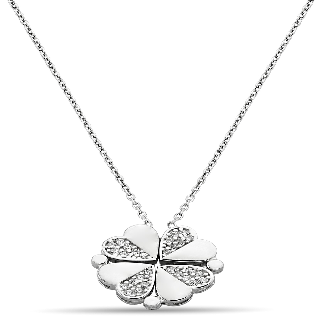 OPENING CLOVER ZIRCON NECKLACE