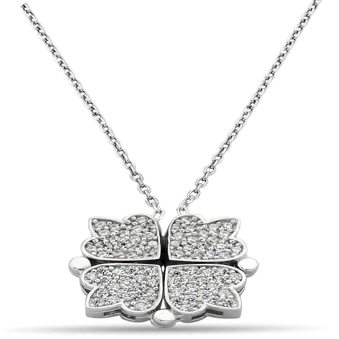 OPENING CLOVER ZIRCON NECKLACE