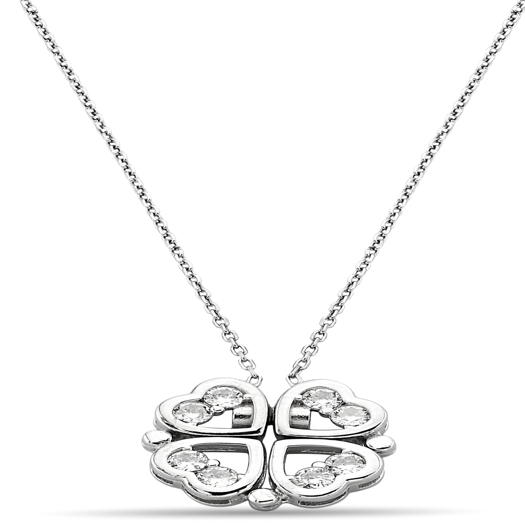 OPENING CLOVER ZIRCON NECKLACE